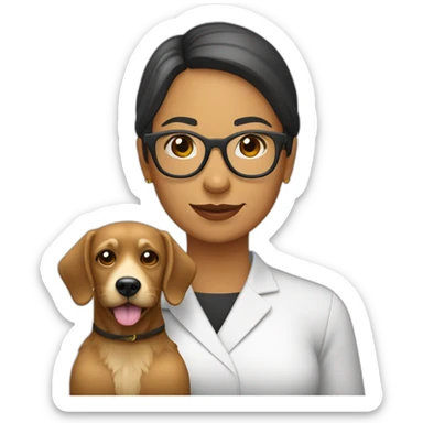 mujer pelo castaño con gafas y perro pastor alemán sticker