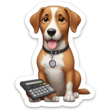 dog using calculator sticker
