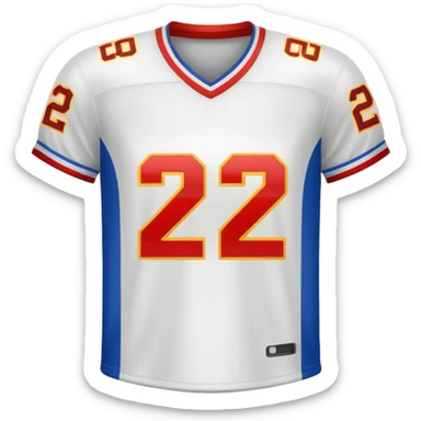 White football jersey at the back with number 22 sticker