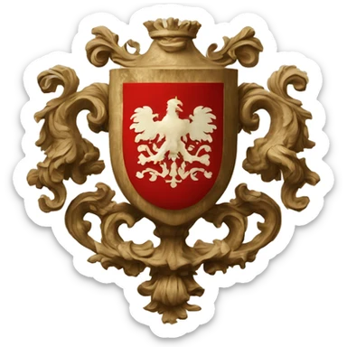ancient red arisocratic baroque coat of arms sticker