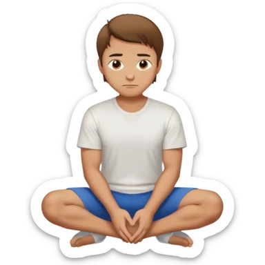 A regular man squatting with his hands on his knees sticker