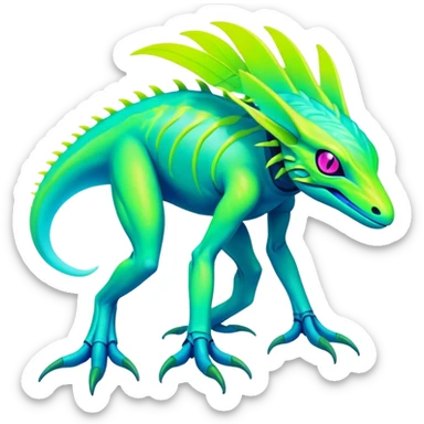 Tropical futuristic lush cool edgy neon Fionbri-Vernid-Elgyem-creature (full body) sticker