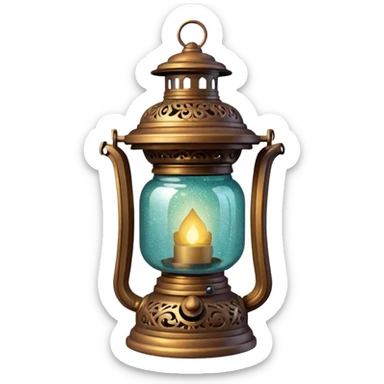 glitter old lantern sticker