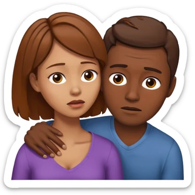 Une homme châtain possessif qui essaye d’attraper le cou de sa femme brune sticker