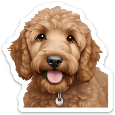 red/apricot colored F1B mini goldendoodle sticker