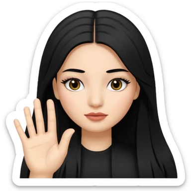 latina girl with straight long hair thats black memoji with nail no lipstick thats a baddie with lashes with 5 fingers sticker