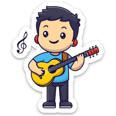 Musician with a confident smile looking up sticker