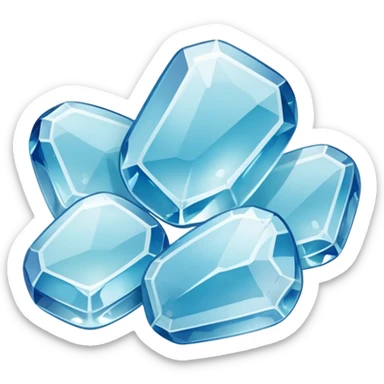 cluster of translucent irregular crystal-like grains, gelée texture, glossy, slightly rounded and bumpy, pearly white to transparent, living hydrated look, soft lighting, emoji scale sticker