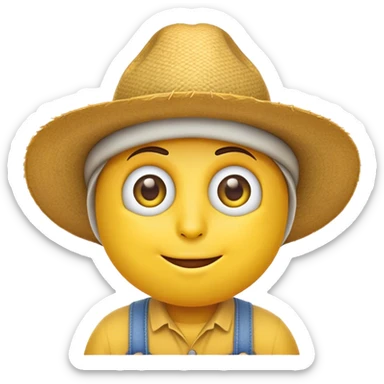 rolling eyes emoji with a farmers hat sticker
