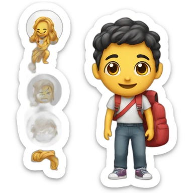 criar uma abelha indo para a escola com mochila e dando chau sticker