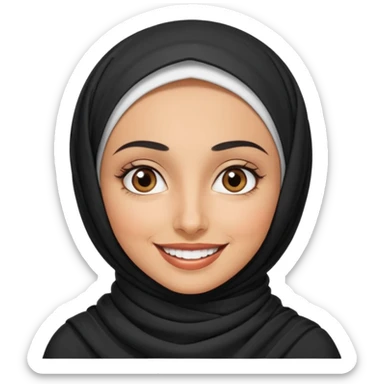 30 year old iranian woman short curly black hair, big brown eyes, tanned skin, big smile, white teeth, pretty sticker