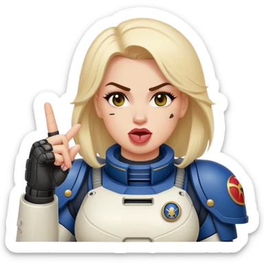 woman space marine crossed out middle finger and face with tongue out wink eye sticker