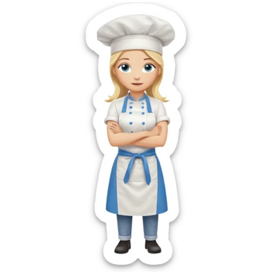 Full body 
Sexy Long Blonde hair blue eyed female chef arms folded sticker