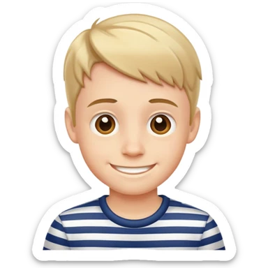 smiling boy in striped shirt sticker