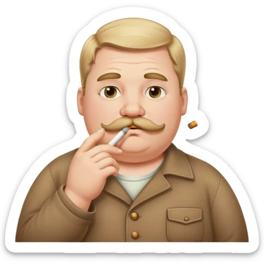 Fat country white kid with a mustache smoking a cigarette  sticker