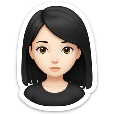 girl with black shoulder-length hair wearing a black tight-fitting top sticker