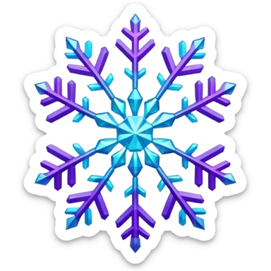 cyan and purple snowflake glitter sticker