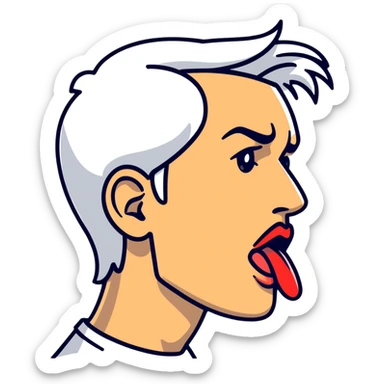 profile view of a man sticking his tongue out sticker