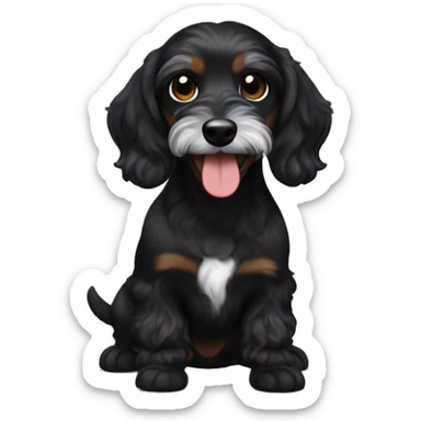 Playful black Doxiepoo with white beard sticker