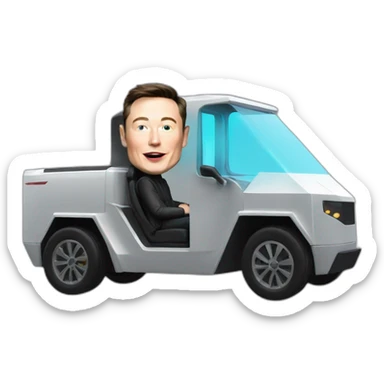 Elon musk riding in a Tesla cyber truck  sticker
