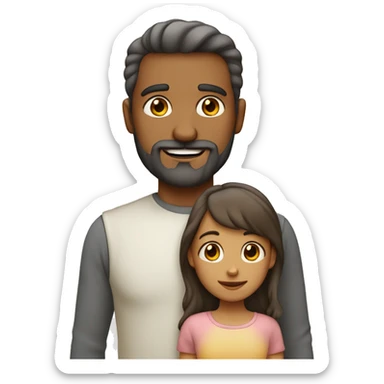 Papá de color claro con barba con su hija al lado con pelo largo  sticker