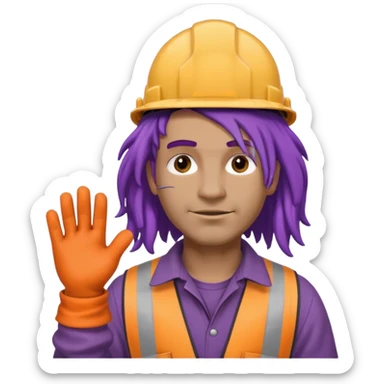 construction worker heavy dreadlocked purple haired man  sticker
