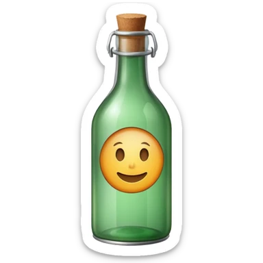 green old  glass bottle with a rolled  paper inside  like in movie  sticker