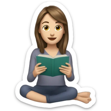 white woman with straight brown hair reading a book and listening to taylor swift sticker