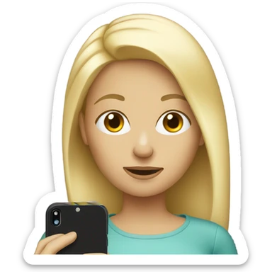 blonde girl with cellphone sticker