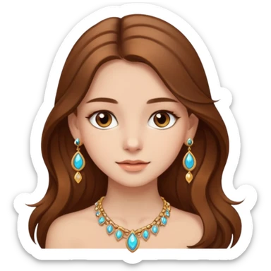  beautiful light brown eyed girl with beautiful long brown hair, that look like a super model, with jewellery  sticker