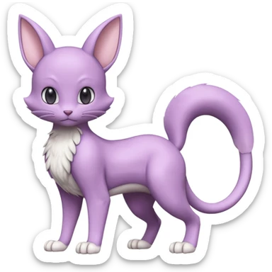 Pastel dull greyish anthropomorphic digitigrade Mewtwo-Beerus-Venom-Espurr-Minccino-hybrid-animal-ET-species-creature, full body  sticker