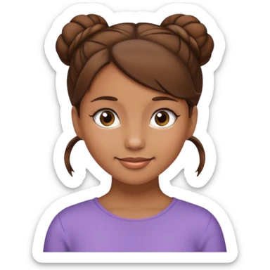 Girl with light brow skin and brown hair in bun sticker