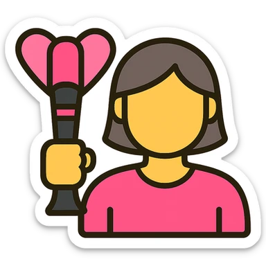 a fan holding a Blackpink light stick, minimal flat icon, simple shapes sticker