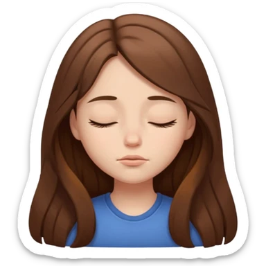 sleepy girl with long brown hair eyes half-closed sticker