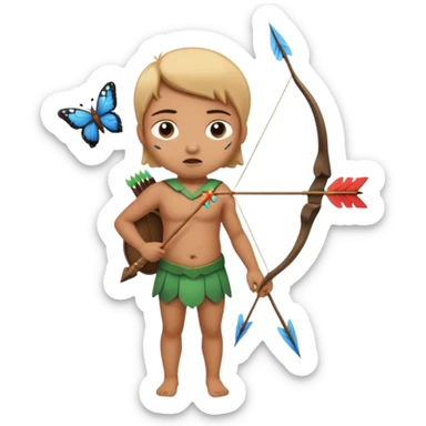 An arrow bring touched on the heat with an expression of butterflies in the stomach sticker