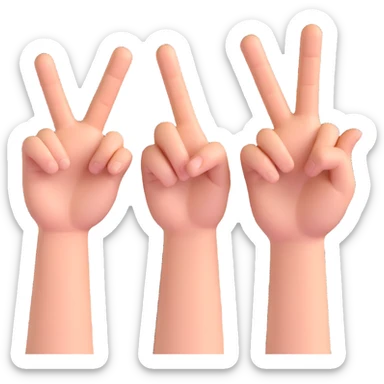 two hands, one indicating 1 with fingers, the other indicating 4, visually distinct and easy to recognize sticker