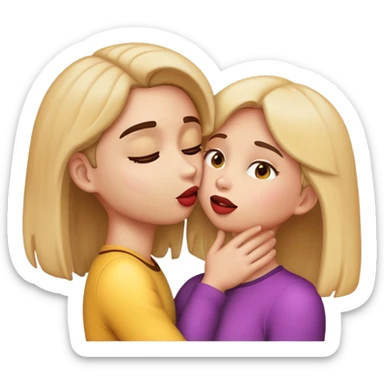 An emoji guy kissing an emoji girl while grabbing her neck sticker