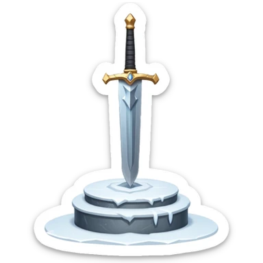 sharp sword in snow pedestal sticker