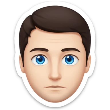 homme yeux bleu azur cheveux brun foncé sticker