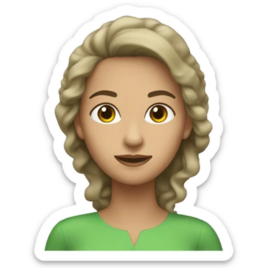 Mujer blanca d pelo color castaño medio con ojos verdes claro  sticker