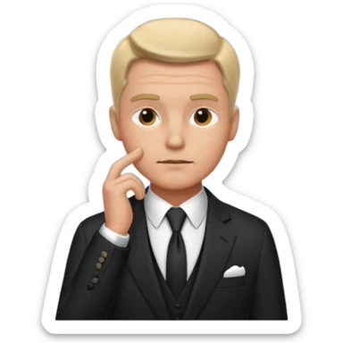 Rich man asking himself a question, thoughtful sticker