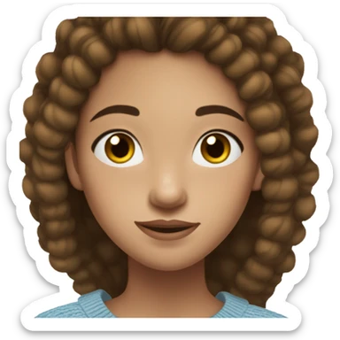 teenage girl, hispanic, freckles, afro brown hair, pony tail, short hair, brown eyes, light blue sweater, winter sweater, freckles sticker