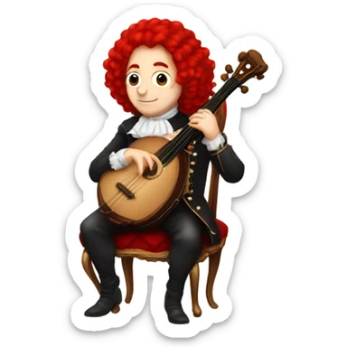 Antonio Vivaldi Baroque Red wig old chibi sitting chair banjo sticker