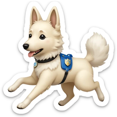 White belgian Shepard Runs away from police car and says "ACAB" sticker