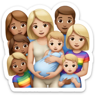 Brunette man and brunette woman with blonde babyall gay all rainbow all pride sticker