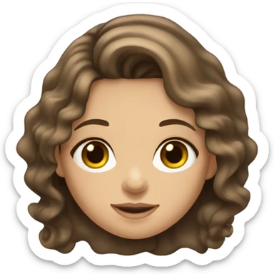 Russian brunette long wavy hair girl hazel eyes realistic sticker