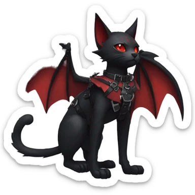 cool edgy black punk red ethereal fantasy nargacuga-bat-cat-Fakemon collar harness full body sticker