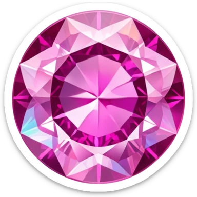 round cut pink sapphire gemstone with holographic iridescent shine sticker