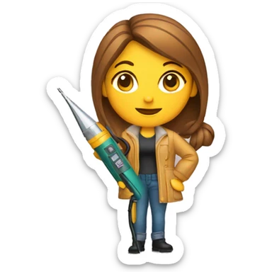 a woman with a soldering iron sticker