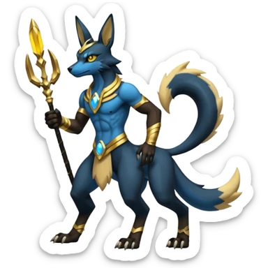 Lucario-Anubis-Umbreon-Zeraora-Fakémon-hybrid-creature (full body)  sticker